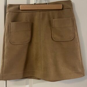 Suede Tan Pocketed Women's Skirt